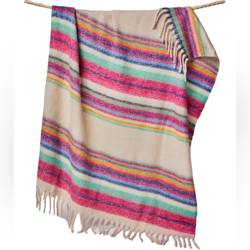 FREE PEOPLE Skye boho stripe fringe blanket